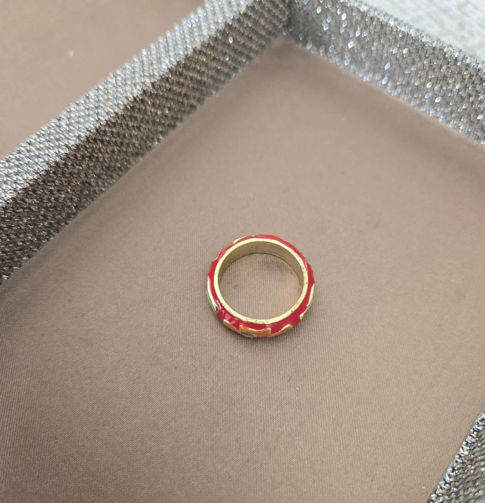 Cloisonné Enamel Ring Red